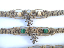 Load image into Gallery viewer, Grateful Dead Friendship Bracelet - Dancing Bear Charm on Hemp Wrist Bracelets -Color Beads or Plain -Adjustable Tie Clasp Jewelry