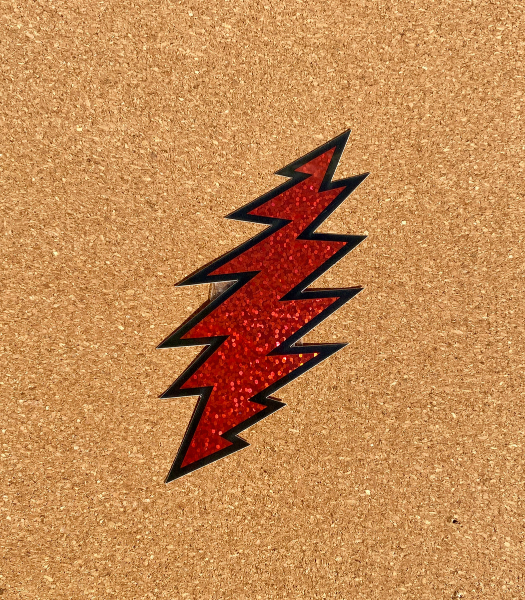 Grateful Dead Sticker - 4 1/2" Lightning Bolt - Red Glitter Vinyl Clas ...