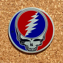 Load image into Gallery viewer, Grateful Dead Metal Sticker Steal Your Face Mini Stickers Gold Metal Stickers UV Weatherproof
