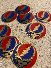 Load image into Gallery viewer, Grateful Dead Metal Sticker Steal Your Face Mini Stickers Gold Metal Stickers UV Weatherproof
