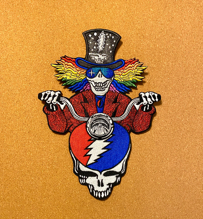 Grateful Dead Patch - Motorcycle Sam Bike Steal Your Face - Pscycle Sam Large Patches Hoodie