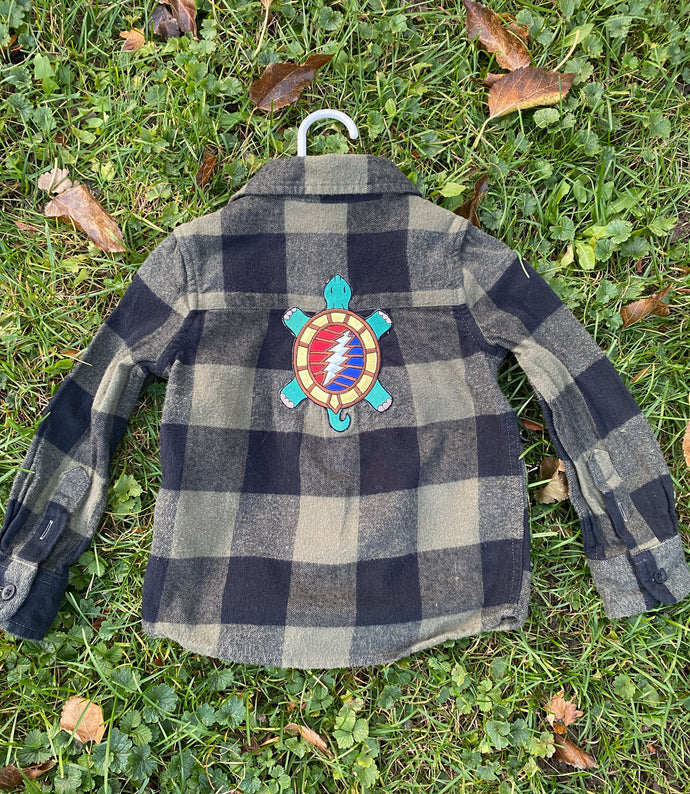 Grateful Dead Patch Flannel - 2T Terrapin Turtle Marching Bear Flannels 2 Years Baby