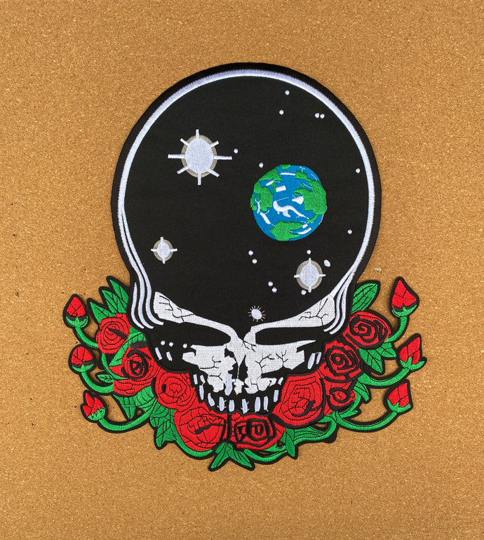 Grateful Dead Patch - Space Your Face Patch - Large Skull and Roses Steal Your Face