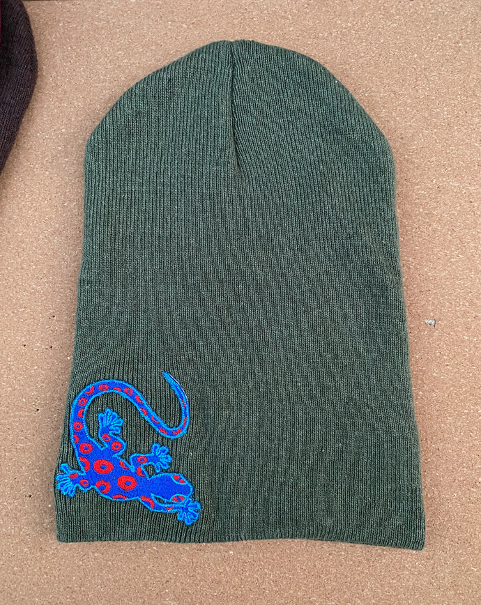 Lizard beanie hat - lizard patch with phish donuts - winter hats