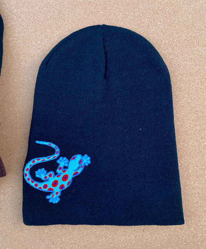 Lizard beanie hat - lizard patch with phish donuts - winter hats