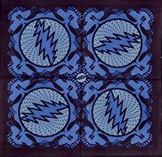 Grateful Dead Bandana - Steal Your Face Lightning Bolt Print - Cotton - Blue and Black