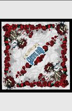 Load image into Gallery viewer, Grateful Dead Bandana - Bertha Print - 100% Soft Cotton - Skull and Roses Bertha Bandanas
