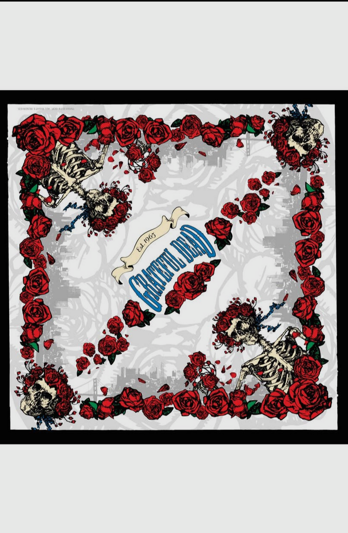 Grateful Dead Bandana - Bertha Print - 100% Soft Cotton - Skull and Roses Bertha Bandanas