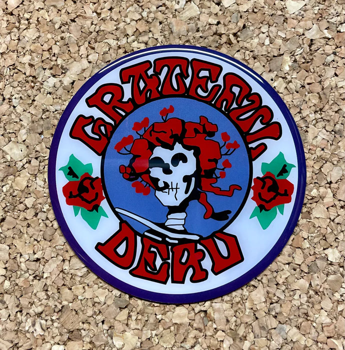 Grateful Dead Metal Sticker - Bertha Skull and Roses Metal Stickers UV Weatherproof