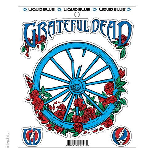 Grateful Dead Sticker - The Wheel on Clear Vinyl - Classic Liquid Blue Stickers