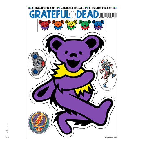 Grateful Dead Sticker - Dancing Bear with Mini Stickers - 5 pc Set Steal Your Face Bear Head Skeleton Car Laptop Cooler