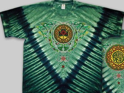 Grateful Dead T-Shirt - Celtic Steal Your Face Tie Dye - GDP Prints - T shirt Green Shamrock