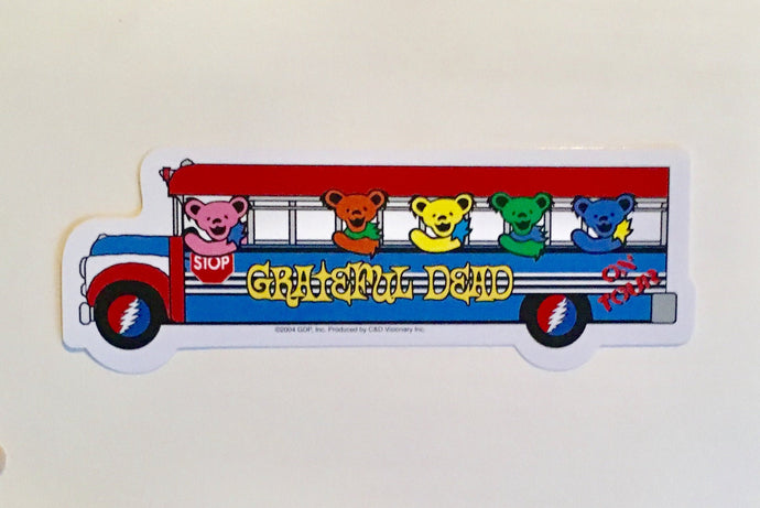 Grateful Dead Sticker - Bears On Tour Bus - 7”x 2” - Marching Dancing Bear Stickers