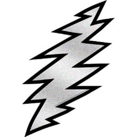 Grateful Dead Sticker - 6” Lightning Bolt - 13 Point - Silver Vinyl Classic Bolts - GD Licensed Stickers