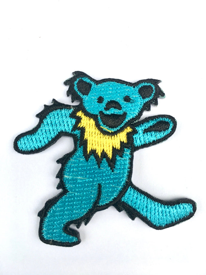 Grateful Dead Patch - Dancing Marching Blue Bear - 2” Tall Iron on Patches - Official GDP Licensed