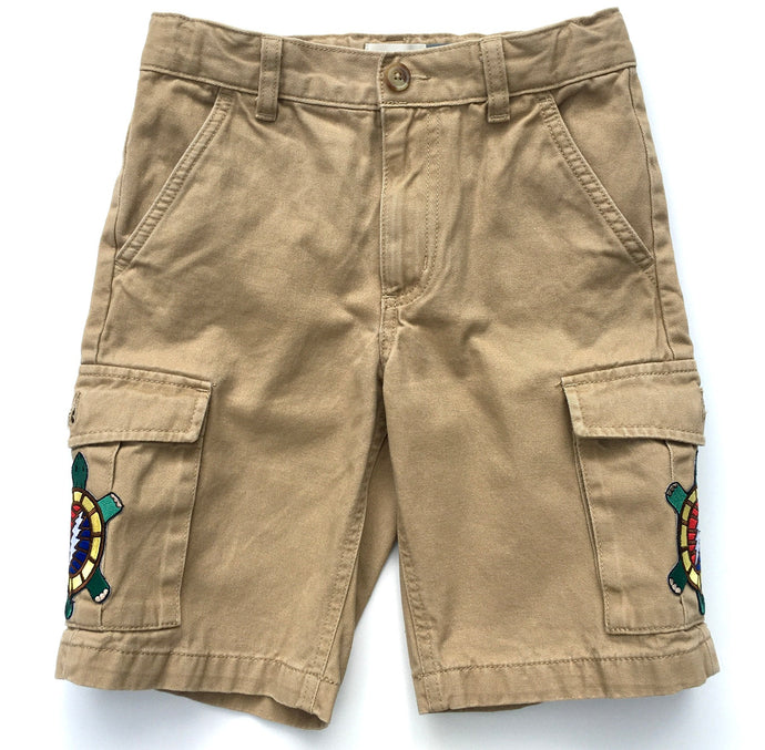 8 sz Kids Shorts Boys - Lightning Bolt Turtle Patch on Cargo Pockets - Kids Old Navy Mint Shorts w/ Adjustable Waist