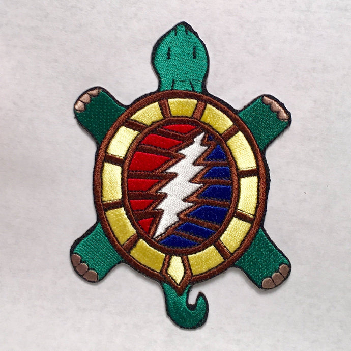 Grateful Dead Patch - Terrapin Turtle w/ Lightning Bolt on Shell 4”x3” Iron on Patch ~ Turtles Patches