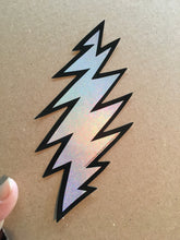 Load image into Gallery viewer, Grateful Dead Sticker - 6” Lightning Bolt - 13 Point - Silver Vinyl Classic Bolts - GD Licensed Stickers
