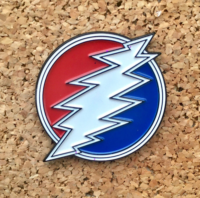 Grateful Dead Pin - Lightning Bolt w/ Circle Hat Pins - 1 1/4” Tall- Licensed Dead and Company