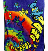 Load image into Gallery viewer, Grateful Dead Throw Blanket - Dancing Bears - 50” x 60” - Fuzzy and Soft
