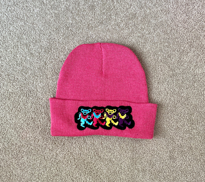 Grateful Dead Beanie Hat - Dancing Bears Patch - One size - Winter Hat Stocking Cap