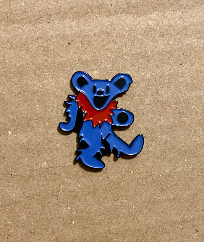 Grateful Dead Hat Pin - Dancing Bear - 1 1/4” - Blue Marching Bear Pins