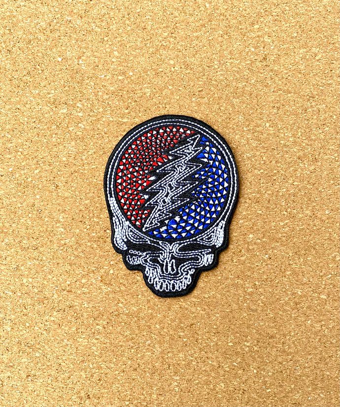 Grateful Dead Patch - Steal Your Face Mosaic Stitch Die Cut - 3” Patches