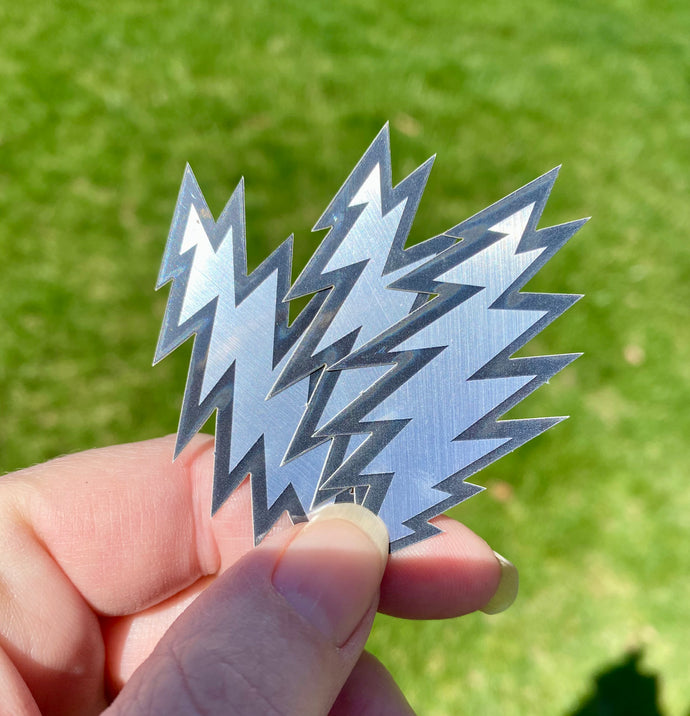 Grateful Dead Sticker - Lightning Dead Bolt - Mini Stickers Silver Metallic Bolts