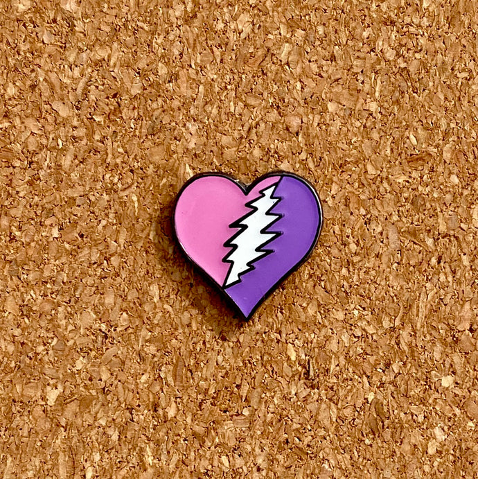 Grateful Dead Hat Pin - Lightning Bolt Heart Mini Pin - 1/2” Tall Hat Purse Pins