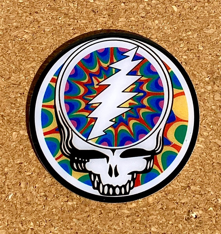 Grateful Dead Sticker - Metal Steal Your Face - 3” Fractal Sun Bolt St ...