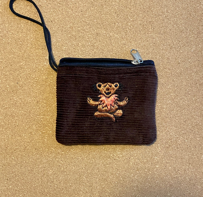 Grateful Dead Dancing Bears Zen Stash Bag Pouch - Corduroy -Zipper Top  4”x5 “