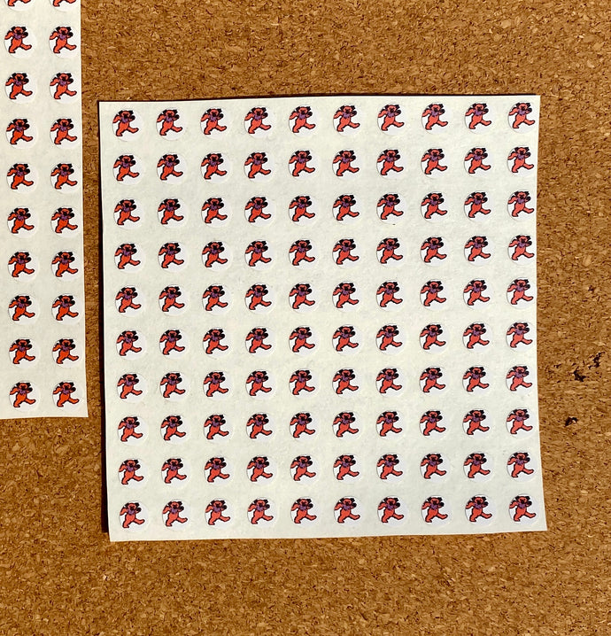 Grateful Dead Sticker - Party Sheet Red Dancing Bears - Tiny Mini Stickers