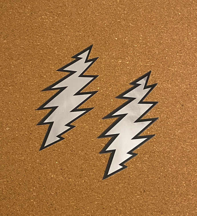 Grateful Dead Sticker Lightning Bolt - Silver Mirror Vinyl - Weather Proof Stickers