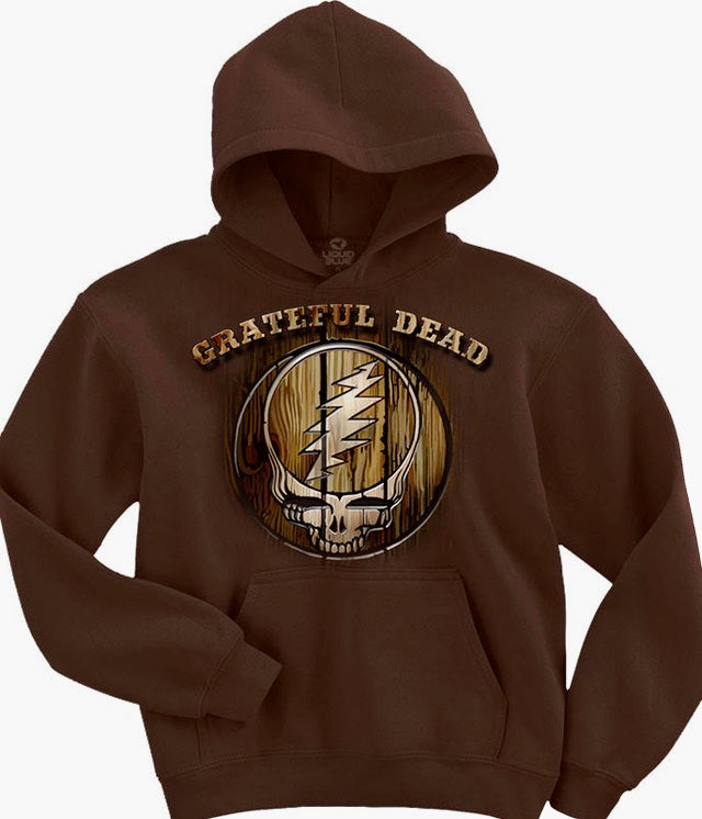 Grateful Dead Hoodie - Steal Your Face - Wooden Art Print XXL Size - Liquid Blue