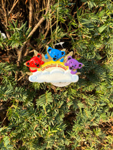 Load image into Gallery viewer, Grateful Dead Tree Ornament - Dancing Bears on Cloud - 3.5” x 2 1/8” - Ceramic Sun Clouds - Space to Personalize - Christmas Ornaments
