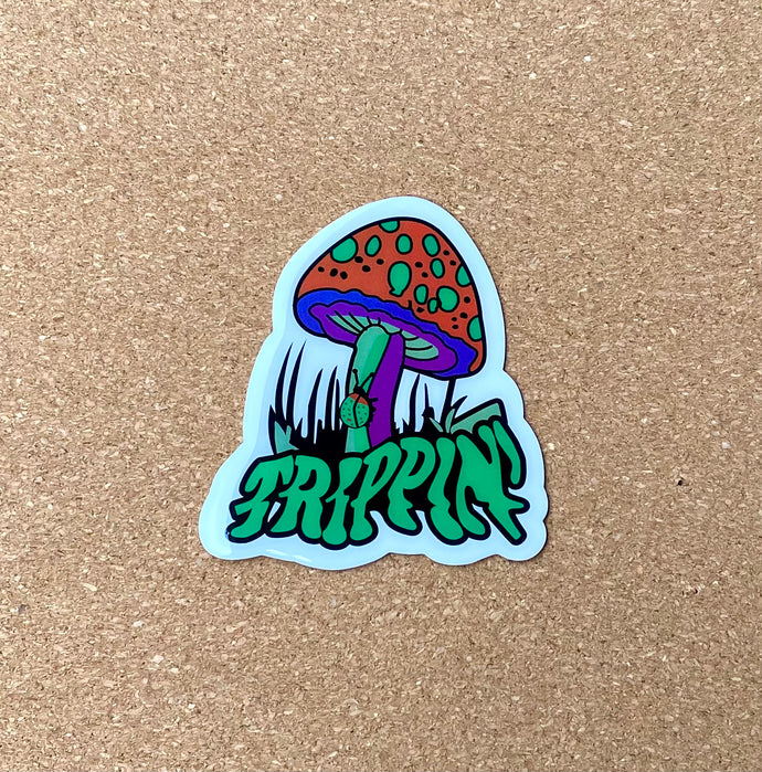 Mushroom Sticker - Metal Mushroom Metal Stickers - Tripping Print