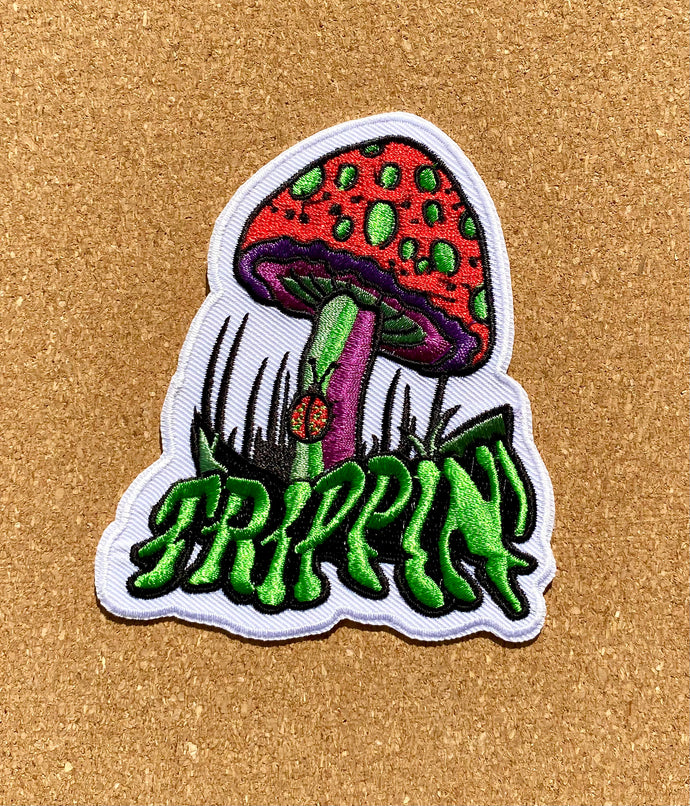 Mushroom Patch - Trippin Print - 4”x 2.75” - Iron On Patches