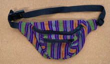 Load image into Gallery viewer, Waist / Hip Sack - 3 Pocket - Purple Ikat Fabric - Ixchel Quality Fanny Pack Bags
