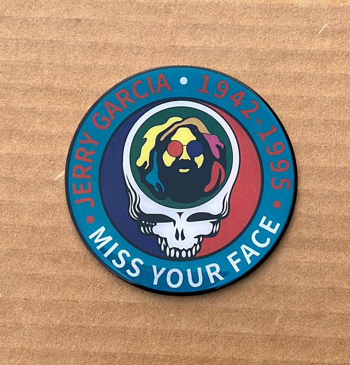 Grateful Dead Sticker - Metal Stickers Top Coat - Jerry Garcia Steal Your Face - Miss Your Face