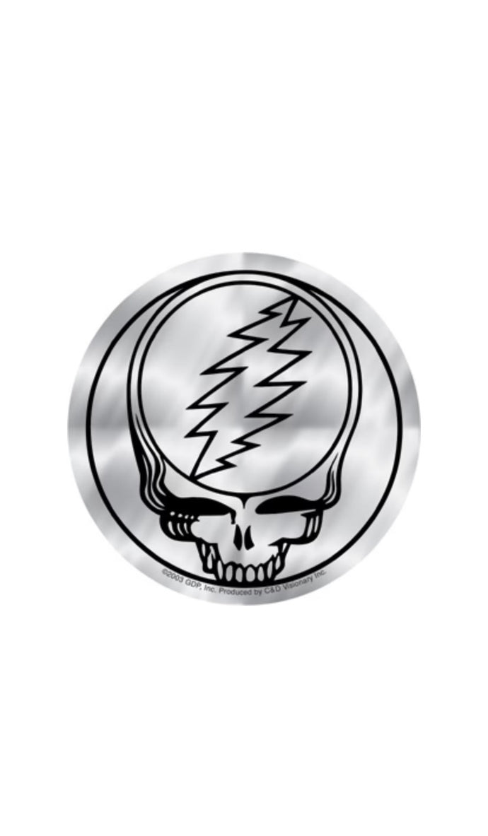 Grateful Dead Sticker - Steal Your Face Sticker - Silver Chrome Stealie Stickers