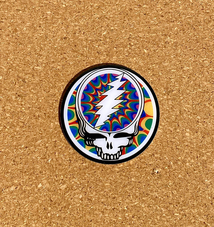 Grateful Dead Sticker - Metal Steal Your Face - 1 5/8” Fractal Sun Bolt Mini Stickers UV Weather Proof