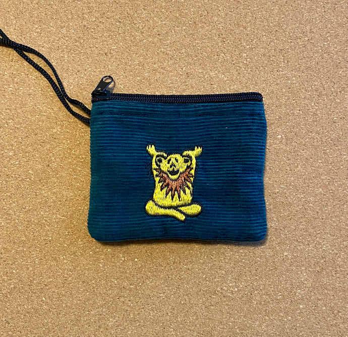 Grateful Dead Dancing Bears Zen Stash Bag Pouch - Corduroy -Zipper Top  4”x5 “