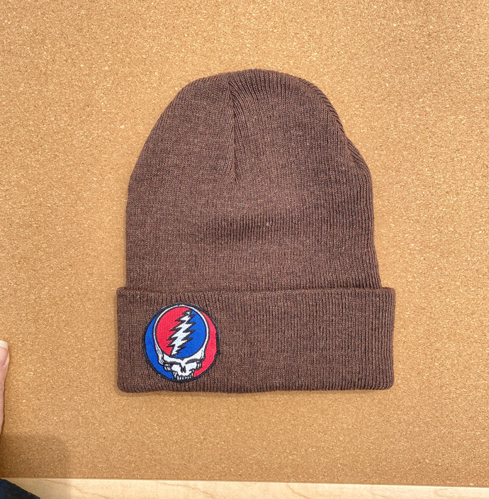 Grateful Dead Hat - Beanie Steal Your Face Patch - One size - Winter Hat Stocking Cap Hats